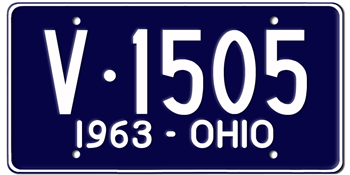 1963 OHIO STATE LICENSE PLATE--EMBOSSED WITH YOUR CUSTOM NUMBER