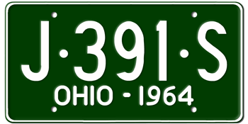 1964 OHIO STATE LICENSE PLATE--EMBOSSED WITH YOUR CUSTOM NUMBER