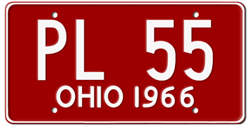1966 OHIO STATE LICENSE PLATE--EMBOSSED WITH YOUR CUSTOM NUMBER