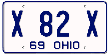 1969 OHIO STATE LICENSE PLATE--EMBOSSED WITH YOUR CUSTOM NUMBER