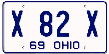 1969 OHIO STATE LICENSE PLATE--