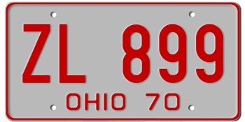 1970 OHIO STATE LICENSE PLATE--