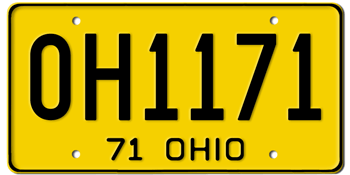 1971 OHIO STATE LICENSE PLATE--EMBOSSED WITH YOUR CUSTOM NUMBER