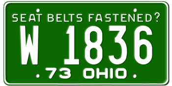 1973 OHIO STATE LICENSE PLATE--EMBOSSED WITH YOUR CUSTOM NUMBER