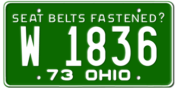 1973 OHIO STATE LICENSE PLATE--