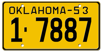 1953 OKLAHOMA STATE LICENSE PLATE--EMBOSSED WITH YOUR CUSTOM NUMBER