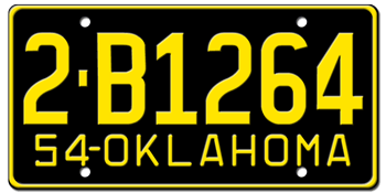 1954 OKLAHOMA STATE LICENSE PLATE--EMBOSSED WITH YOUR CUSTOM NUMBER