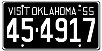 1955 OKLAHOMA STATE LICENSE PLATE--EMBOSSED WITH YOUR CUSTOM NUMBER