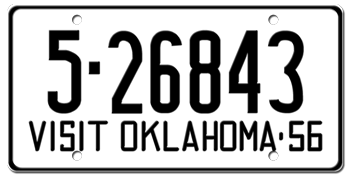 1956 OKLAHOMA STATE LICENSE PLATE--EMBOSSED WITH YOUR CUSTOM NUMBER
