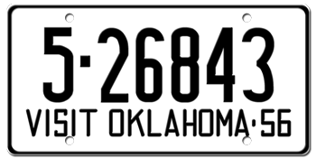 1956 OKLAHOMA STATE LICENSE PLATE--