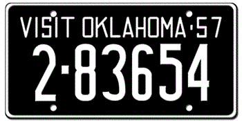 1957 OKLAHOMA STATE LICENSE PLATE--EMBOSSED WITH YOUR CUSTOM NUMBER