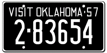 1957 OKLAHOMA STATE LICENSE PLATE--