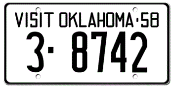 1958 OKLAHOMA STATE LICENSE PLATE--