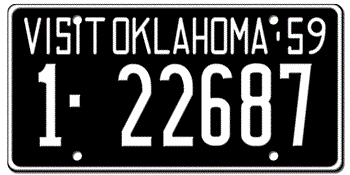 1959 OKLAHOMA STATE LICENSE PLATE--EMBOSSED WITH YOUR CUSTOM NUMBER