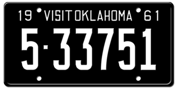 1961 OKLAHOMA STATE LICENSE PLATE--EMBOSSED WITH YOUR CUSTOM NUMBER