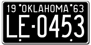 1963 OKLAHOMA STATE LICENSE PLATE--EMBOSSED WITH YOUR CUSTOM NUMBER