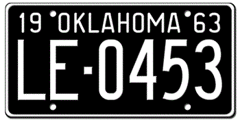 1963 OKLAHOMA STATE LICENSE PLATE--