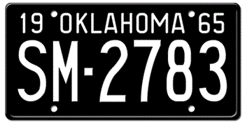1965 OKLAHOMA STATE LICENSE PLATE--EMBOSSED WITH YOUR CUSTOM NUMBER