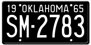 1965 OKLAHOMA STATE LICENSE PLATE--