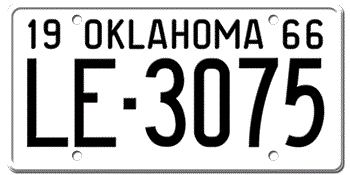 1966 OKLAHOMA STATE LICENSE PLATE--EMBOSSED WITH YOUR CUSTOM NUMBER