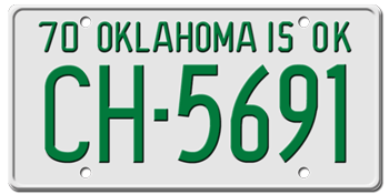 1970 OKLAHOMA STATE LICENSE PLATE--EMBOSSED WITH YOUR CUSTOM NUMBER
