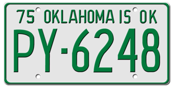 1975 OKLAHOMA STATE LICENSE PLATE--EMBOSSED WITH YOUR CUSTOM NUMBER