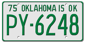 1975 OKLAHOMA STATE LICENSE PLATE--