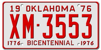 1976 OKLAHOMA STATE LICENSE PLATE--EMBOSSED WITH YOUR CUSTOM NUMBER