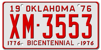 1976 OKLAHOMA STATE LICENSE PLATE--