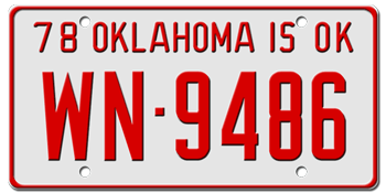 1978 OKLAHOMA STATE LICENSE PLATE--EMBOSSED WITH YOUR CUSTOM NUMBER