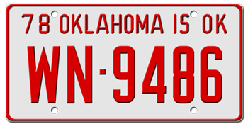 1978 OKLAHOMA STATE LICENSE PLATE--