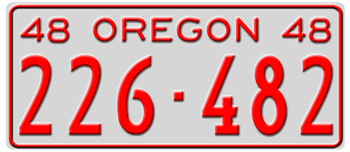 1948 OREGON STATE LICENSE PLATE--