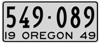 1949 OREGON STATE LICENSE PLATE--