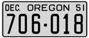1951 OREGON STATE LICENSE PLATE--EMBOSSED WITH YOUR CUSTOM NUMBER - This plate was also used in 52, 53, 54, and 1955