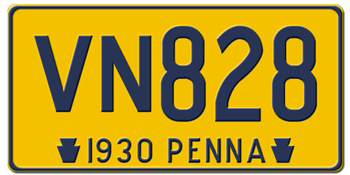 1930 PENNSYLVANIA STATE LICENSE PLATE--EMBOSSED WITH YOUR CUSTOM NUMBER