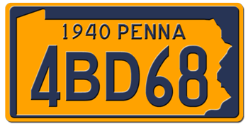 1940 PENNSYLVANIA STATE LICENSE PLATE--