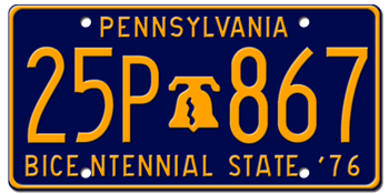 1971 PENNSYLVANIA STATE LICENSE PLATE--