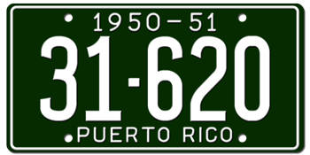 1950 TO 51 PUERTO RICO LICENSE PLATE--