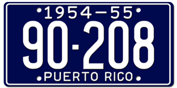 1954 TO 55 PUERTO RICO LICENSE PLATE--