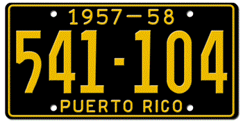 1957 TO 58 PUERTO RICO LICENSE PLATE--