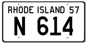 1957 RHODE ISLAND STATE LICENSE PLATE--EMBOSSED WITH YOUR CUSTOM NUMBER - This plate was also used in 1958