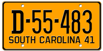 1941 SOUTH CAROLINA STATE LICENSE PLATE--