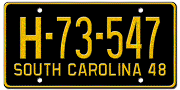 1948 SOUTH CAROLINA STATE LICENSE PLATE--