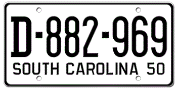 1950 SOUTH CAROLINA STATE LICENSE PLATE--EMBOSSED WITH YOUR CUSTOM NUMBER