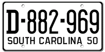 1950 SOUTH CAROLINA STATE LICENSE PLATE--