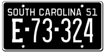1951 SOUTH CAROLINA STATE LICENSE PLATE--EMBOSSED WITH YOUR CUSTOM NUMBER