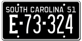 1951 SOUTH CAROLINA STATE LICENSE PLATE--