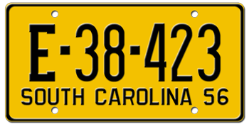 1956 SOUTH CAROLINA STATE LICENSE PLATE--