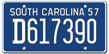 1957 SOUTH CAROLINA STATE LICENSE PLATE--