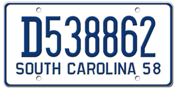 1958 SOUTH CAROLINA STATE LICENSE PLATE--